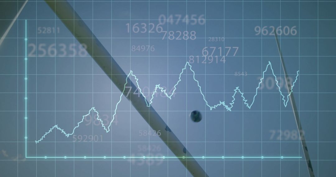 Futuristic Data Chart Overlay with Digital Grid Interface