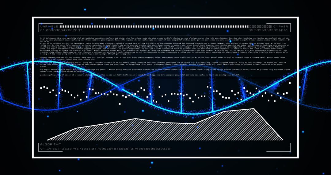 Futuristic DNA Helix with Digital Interface Elements