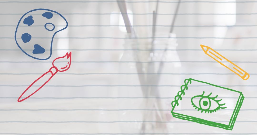 Colorful Art Education Icons over Neutral Background