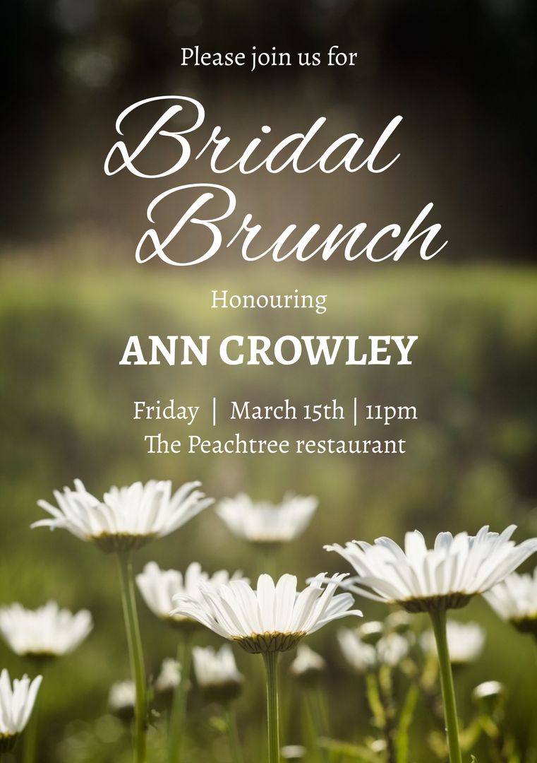 Bridal Brunch Invitation Over Spring Daisies with Soft Bokeh - Download Free Stock Templates Pikwizard.com