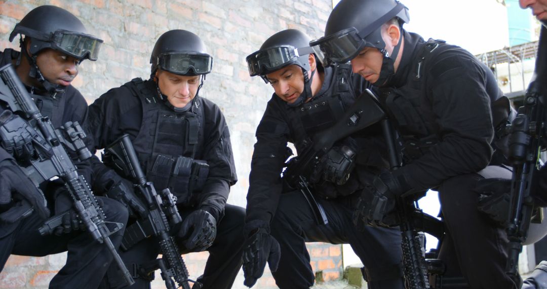 Military Soldiers Strategizing at Base