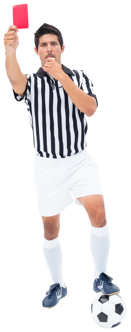 Transparent Referee Holding Red Card Blowing Whistle Football Game Scene - Download Free Stock Images Pikwizard.com