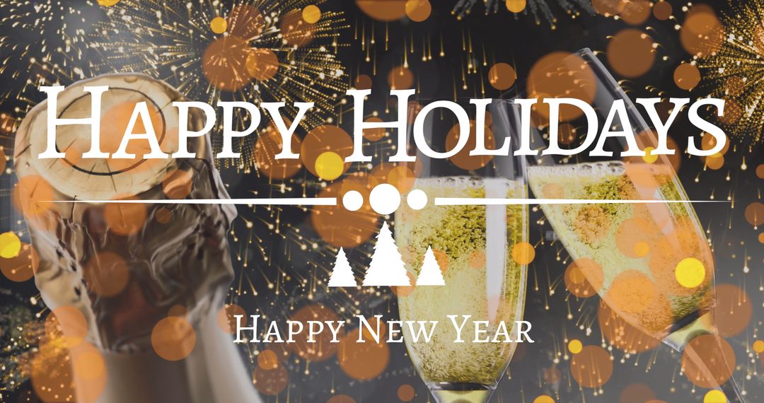 Festive New Year Celebration with Champagne and Fireworks