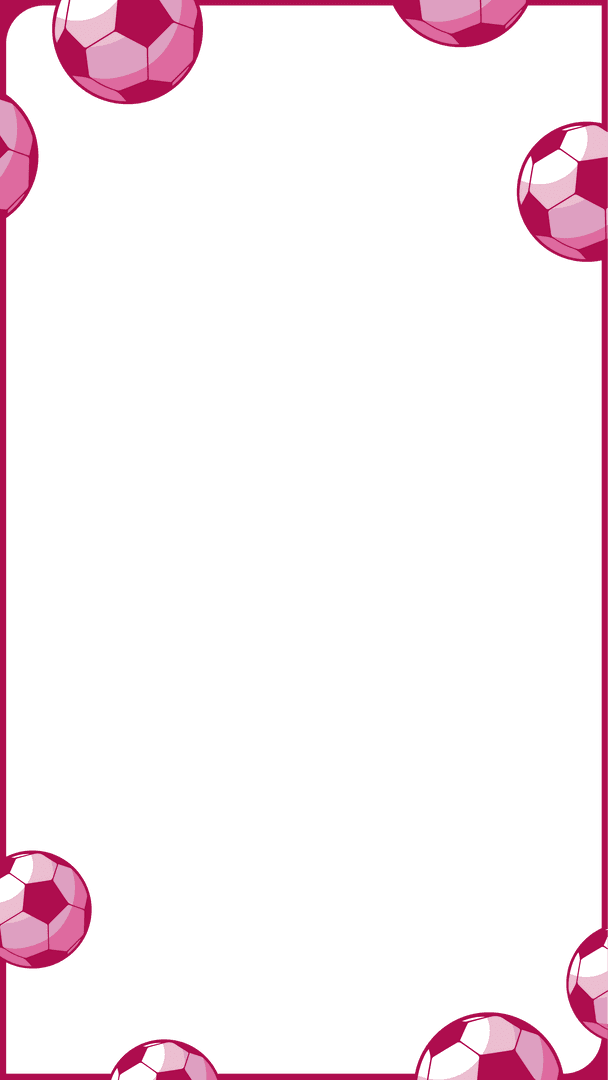 Transparent Frame with Magenta Pink Soccer Balls Unique Design
