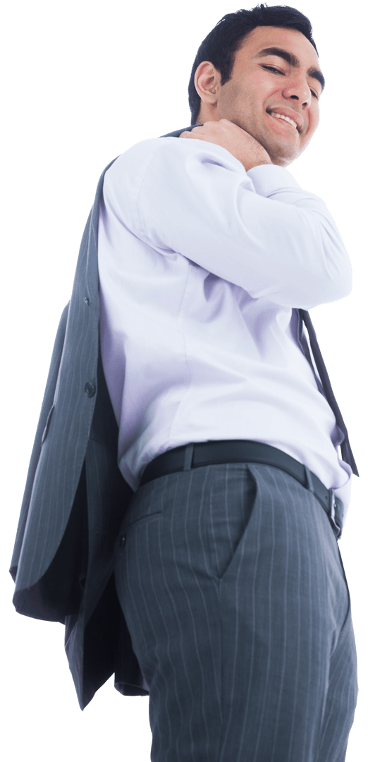 Confident Biracial Man in Business Suit on Transparent Background