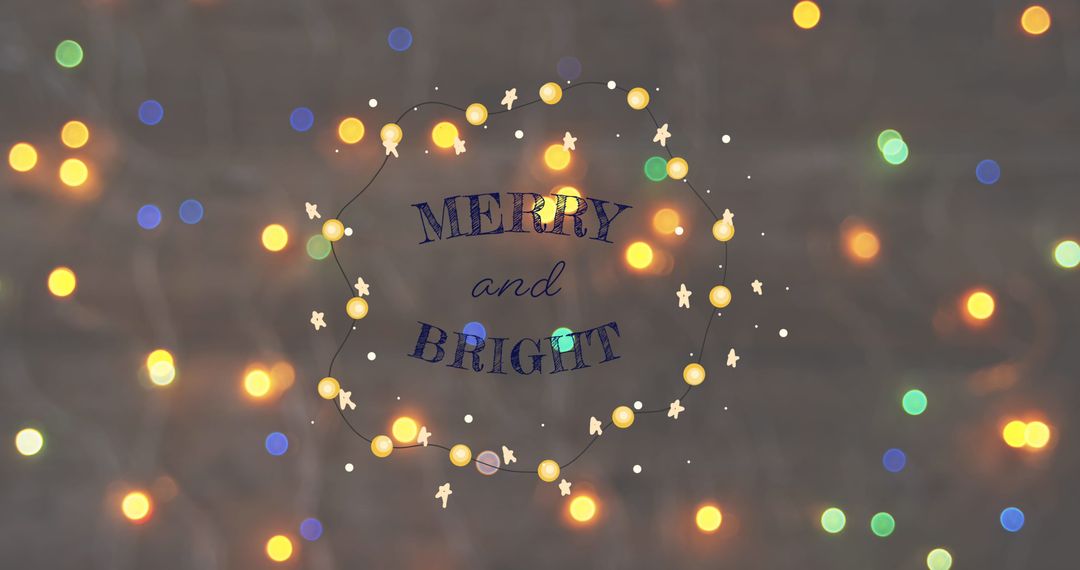 Festive String Lights with Merry and Bright Greeting
