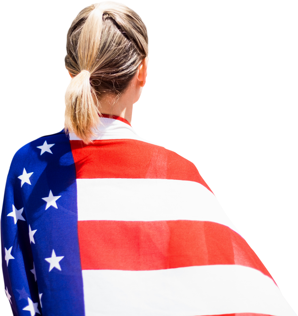 Caucasian Woman Wearing USA Flag on Transparent Background - Download Free Stock Images Pikwizard.com