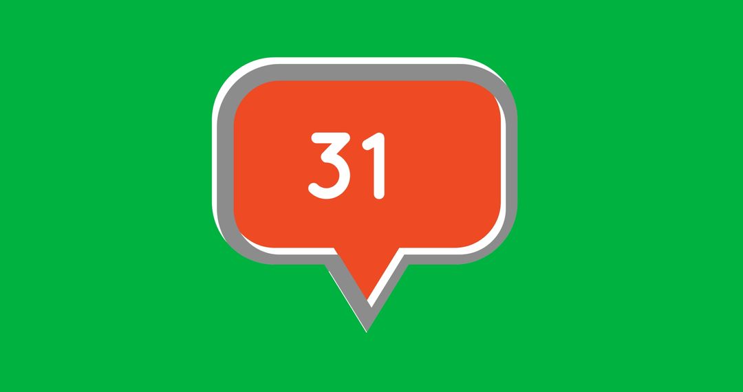 Notification Alert Icon with 31 Messages on Minimal Green Background