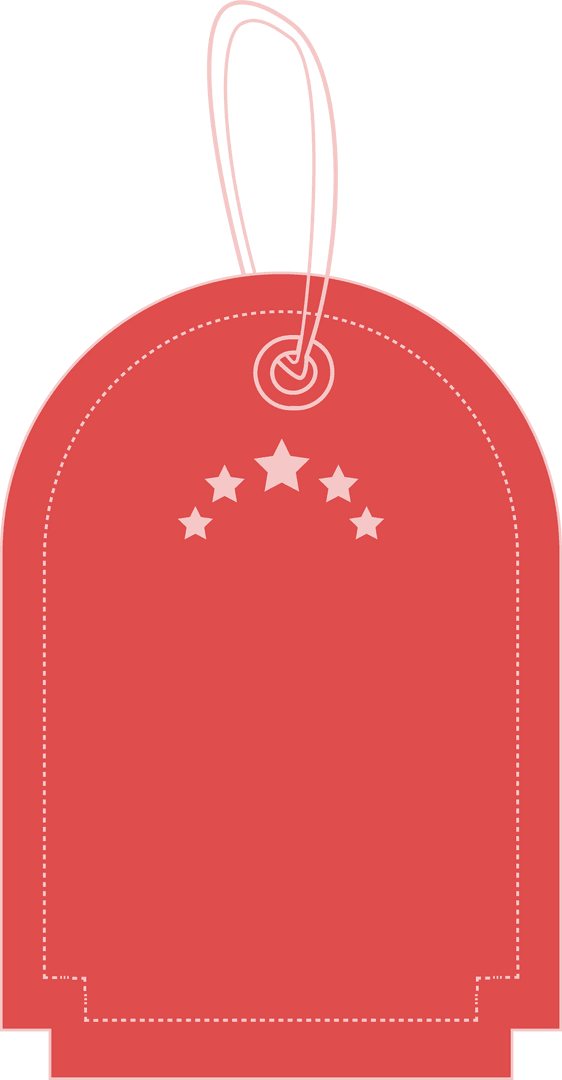 Red Label with Stars on Transparent Background