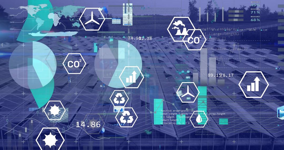 Futuristic Eco Technology Interface With Solar Panels and Data