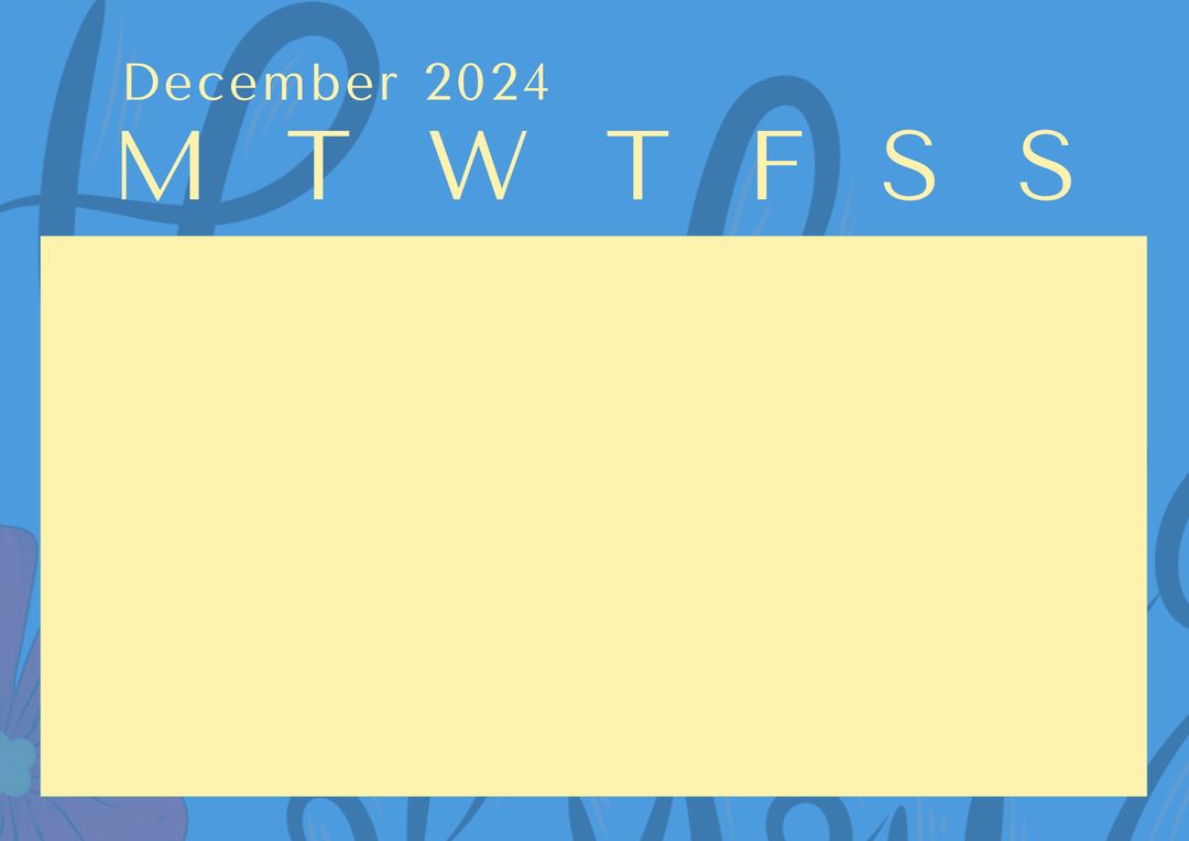 December 2024 calendar template with notes section on blue background - Download Free Stock Templates Pikwizard.com