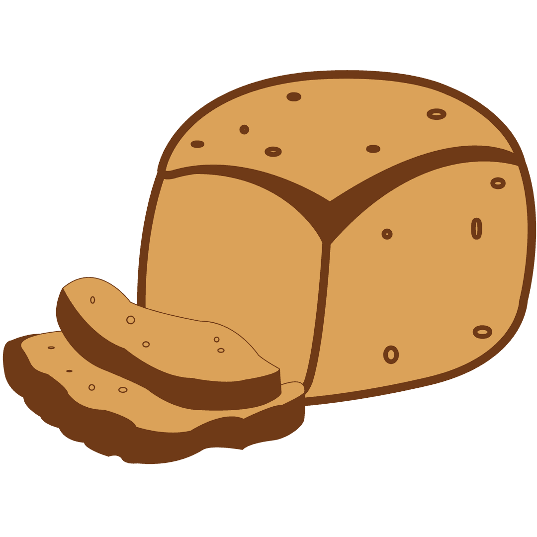 Digital Bread Illustration on Transparent Background