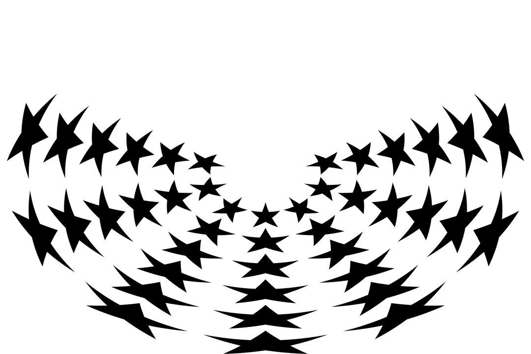 Abstract Black Stars Pattern on Transparent Background