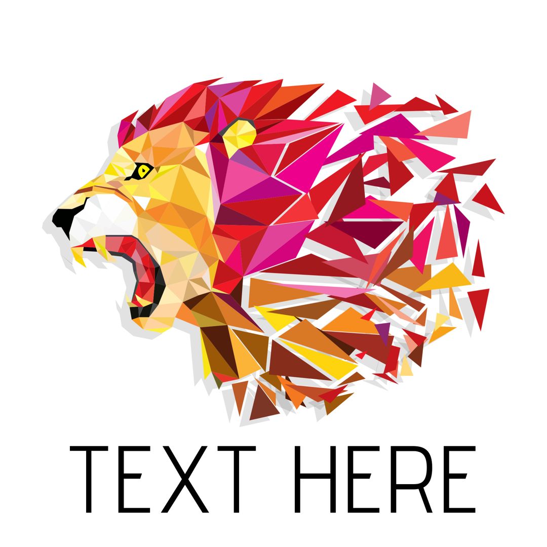 Colorful Geometric Lion Head Art with Custom Text Space - Download Free Stock Templates Pikwizard.com