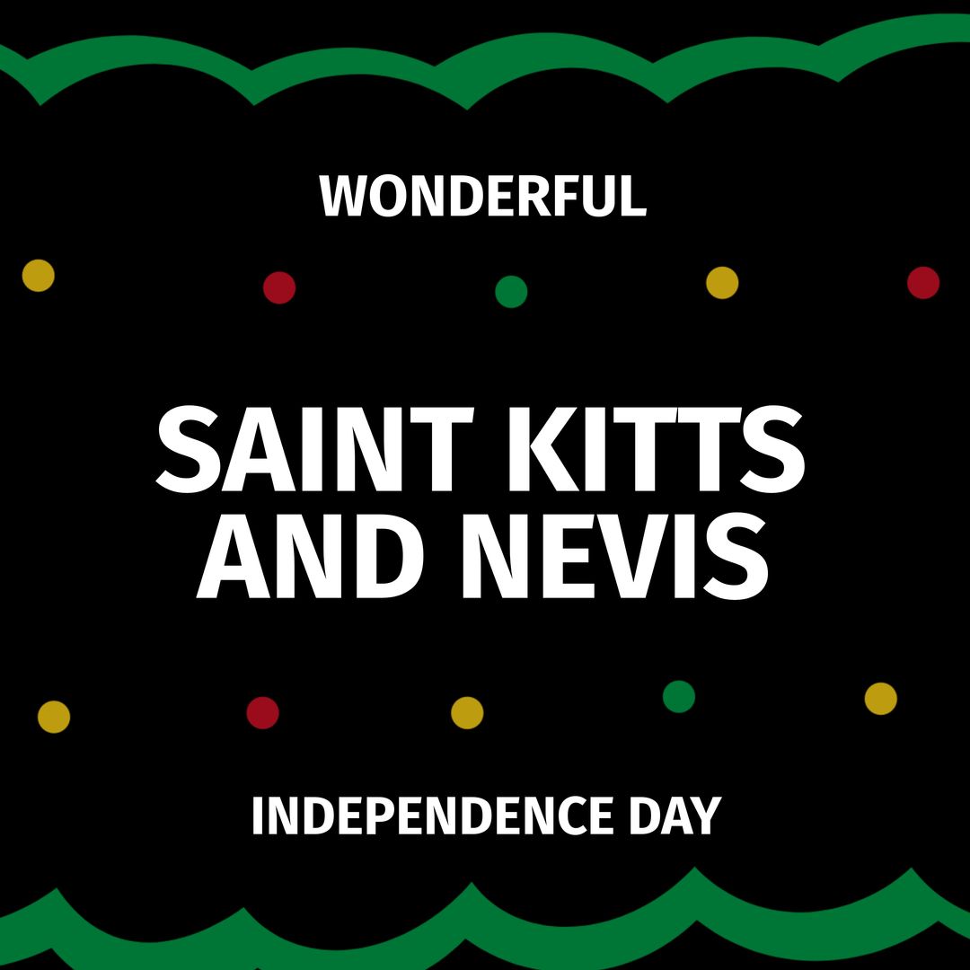 Image of saint kitts and nevis independence day on black background with dots and waves - Download Free Stock Templates Pikwizard.com