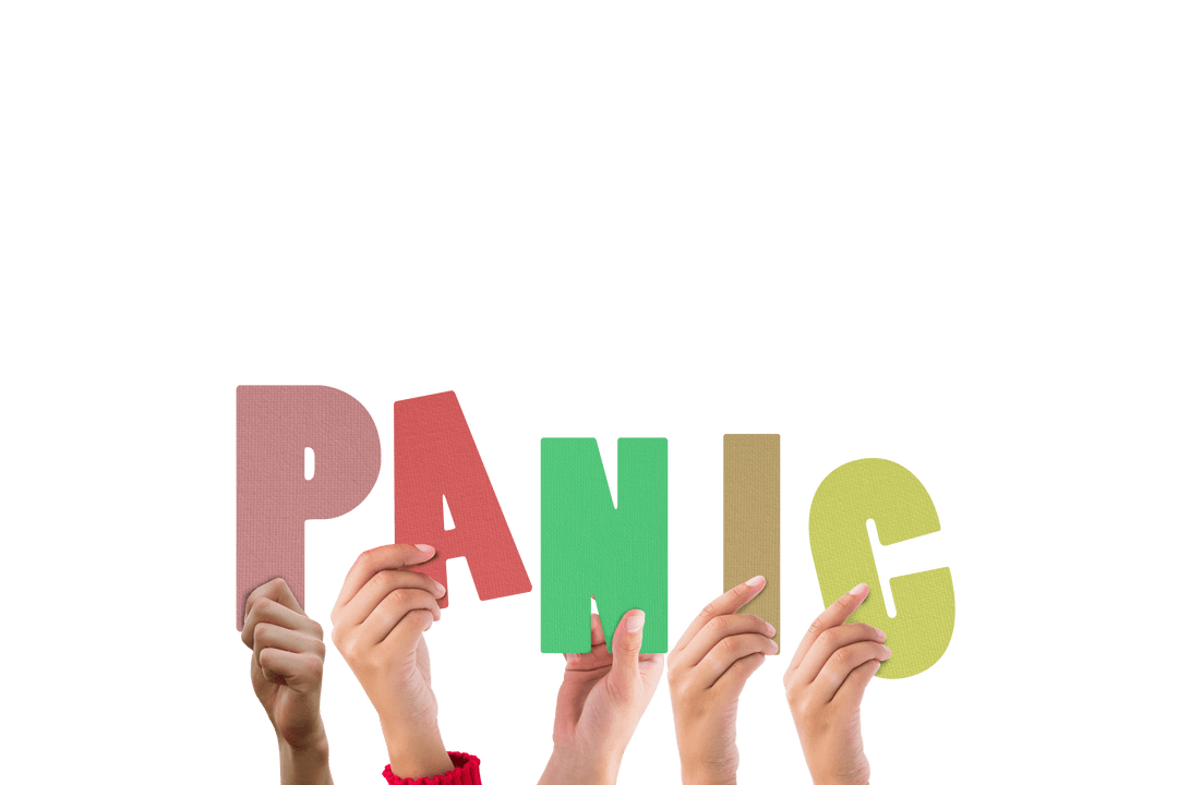 Hands Holding Panic Letters on Transparent Background - Download Free Stock Images Pikwizard.com