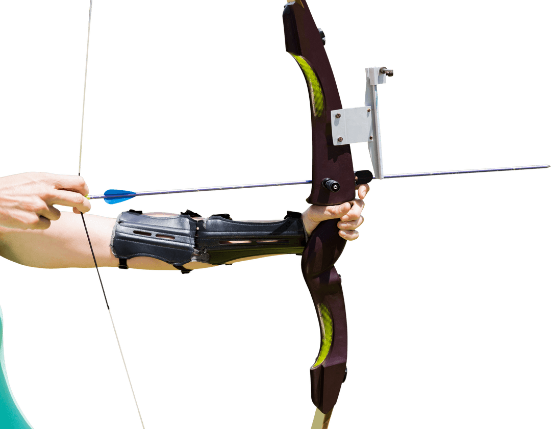 Hands of Archer Holding Bow on Transparent Background