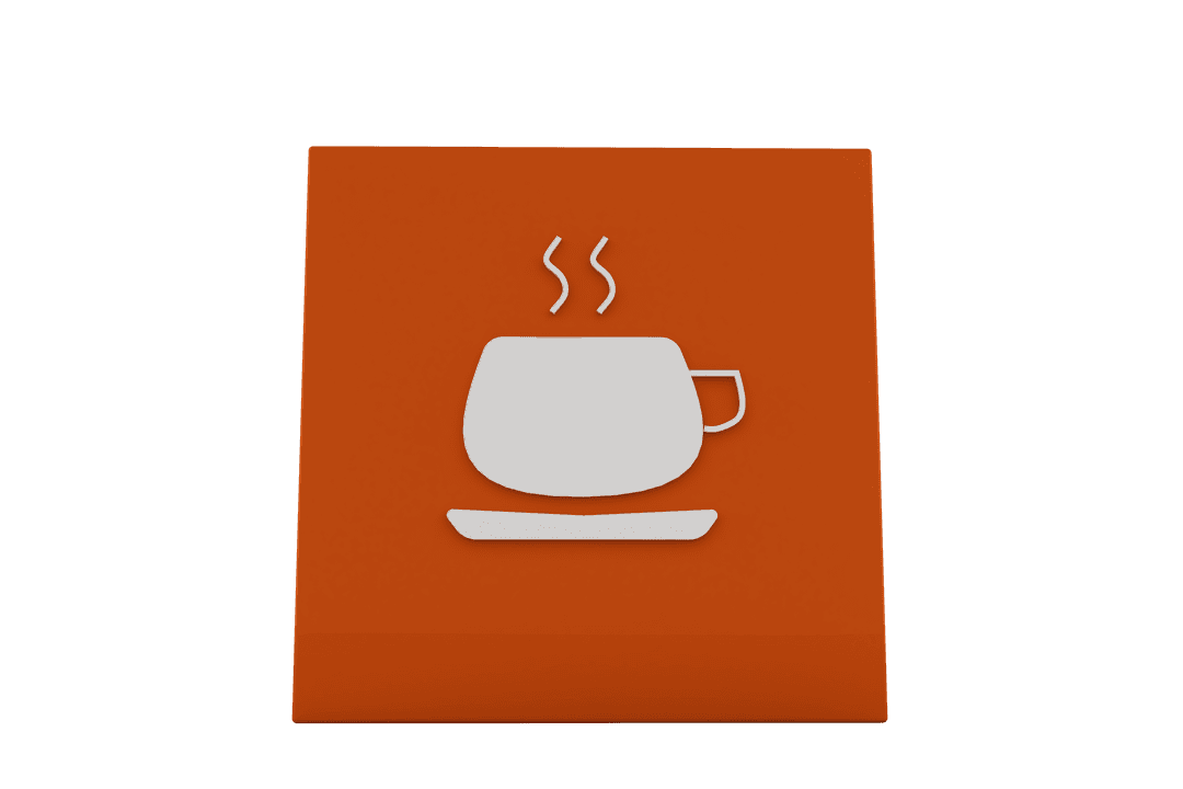 Transparent Coffee Icon on Abstract Orange Background