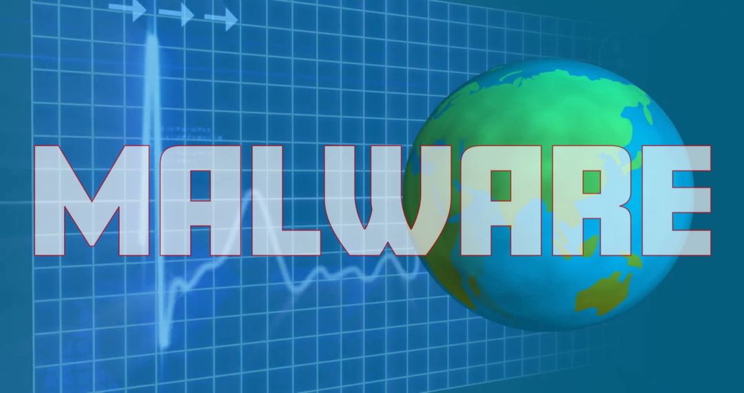 Cyber Security Concept with Malware Warning and Digital Globe