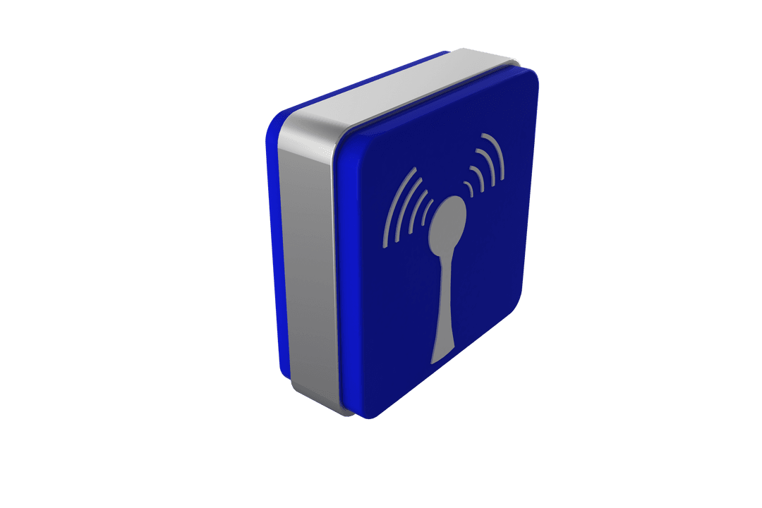 Blue 3D Wi-Fi Icon with Transparent Background Illustration