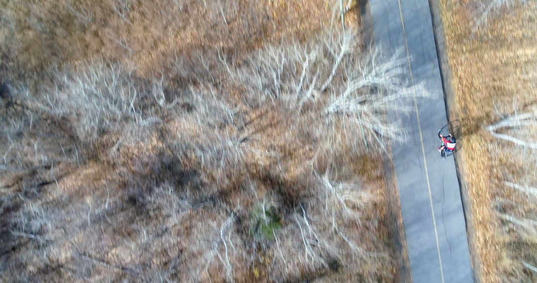 Aerial View of Cyclist on Rural Path in Autumn - Free Images, Stock Photos and Pictures on Pikwizard.com