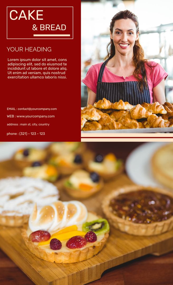 Smiling Baker with Freshly Baked Pastries Promoting Bakery Business