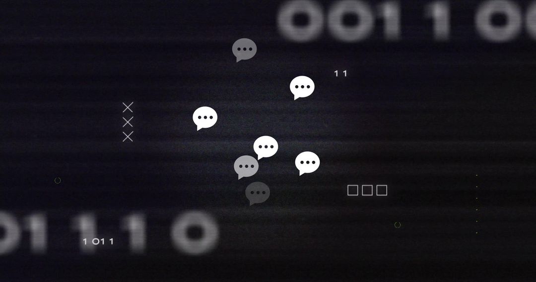 AI Chat Icons on Digital Data Background