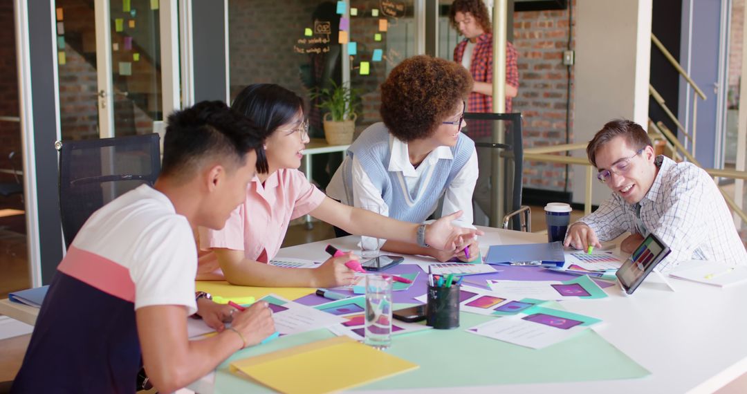 Diverse Team Engaging in Creative Office Brainstorming Session