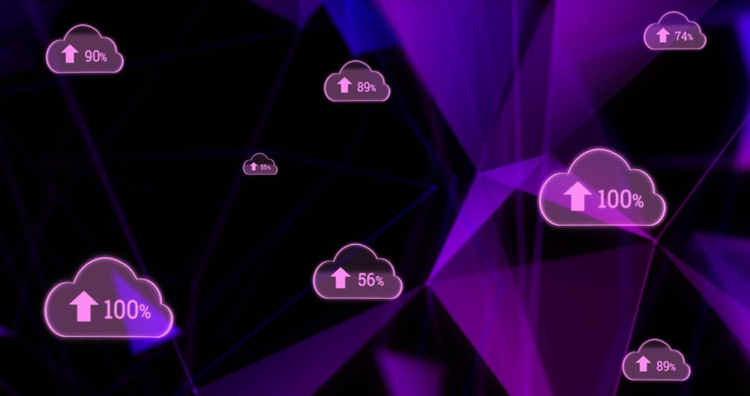 Cloud Computing Symbols in Futuristic Digital Design