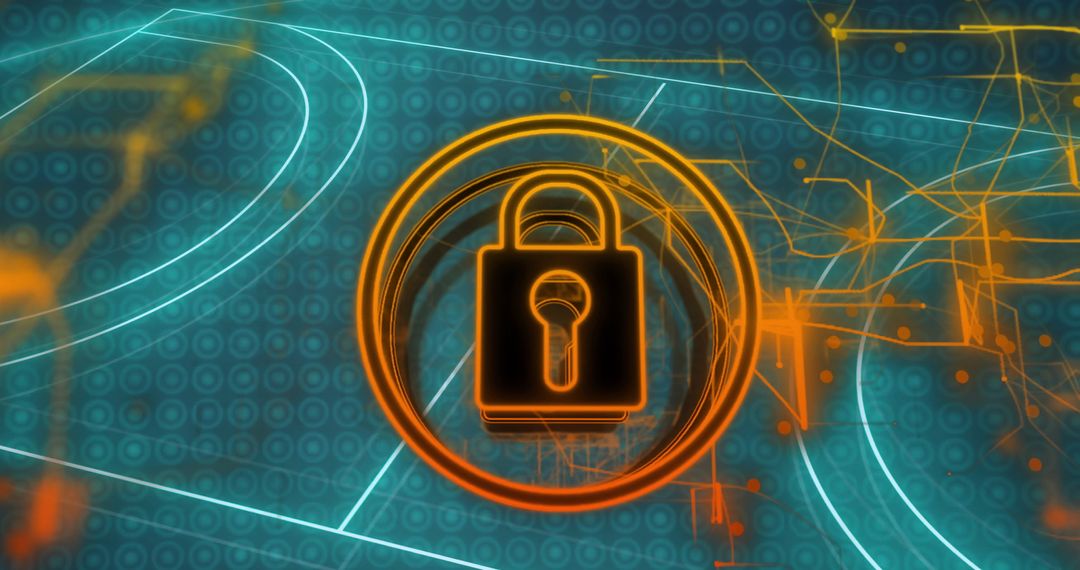 Glowing Padlock with Digital Circuit Background
