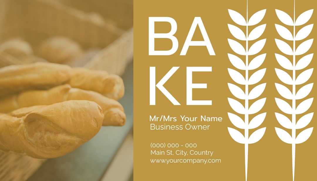 Artisanal Bakery Business Card with Fresh Bread Graphic - Download Free Stock Templates Pikwizard.com