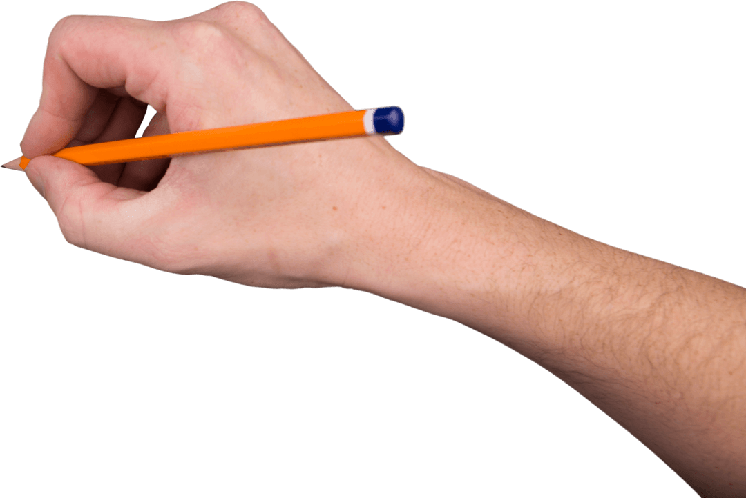 Transparent Hand Holding Pencil in Writing Position