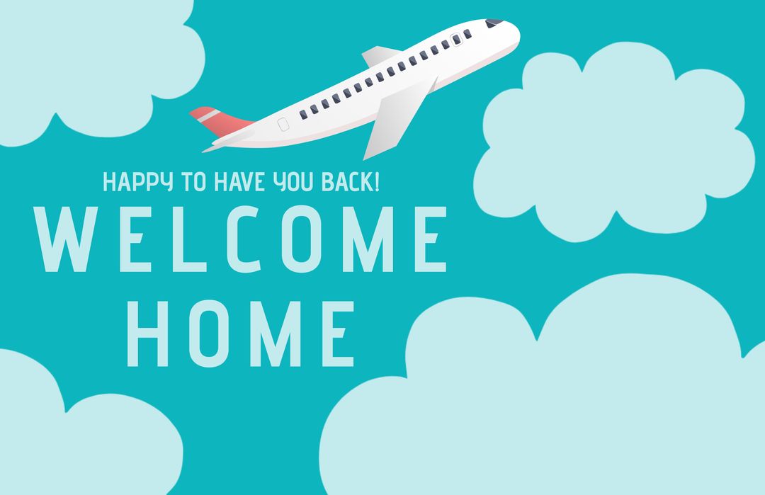 Airplane in Blue Sky for Welcome Home Greeting