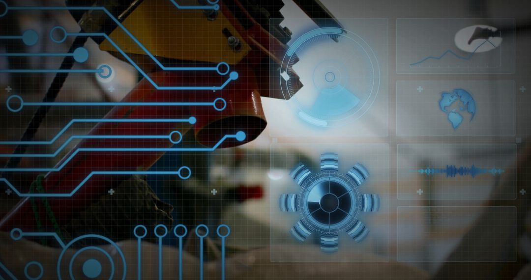 Digital Circuitry Interacting with Industrial Equipment in Workshop