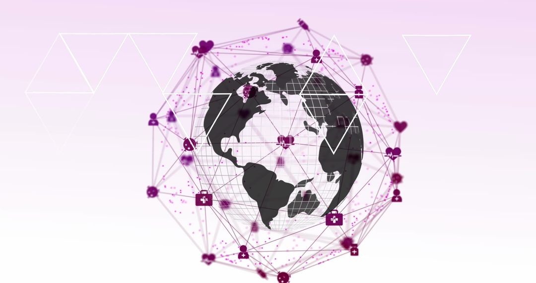 Globe with Digital Global Connection Network Symbols