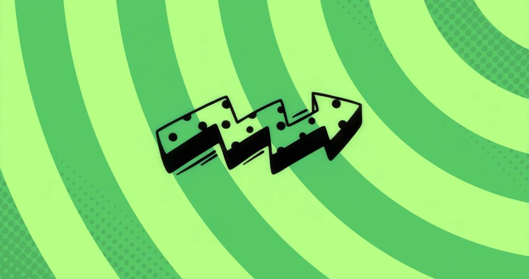 Green Concentric Ring Background with Zigzag Arrow