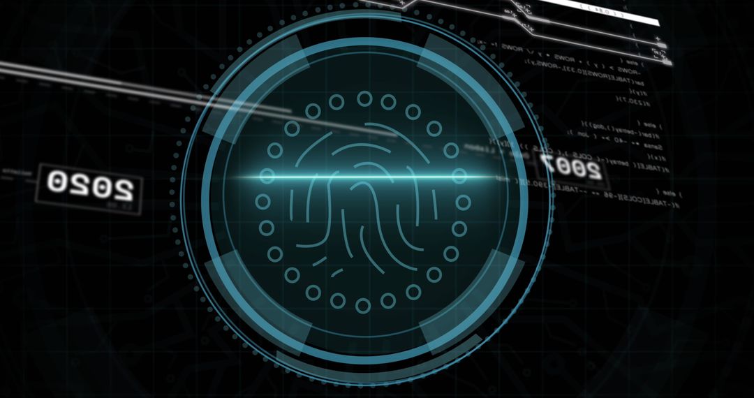 Digital Cybersecurity Shield with Fingerprint Technology