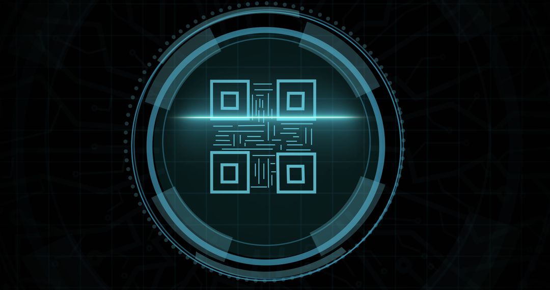 Futuristic Digital QR Code in Security Interface Design