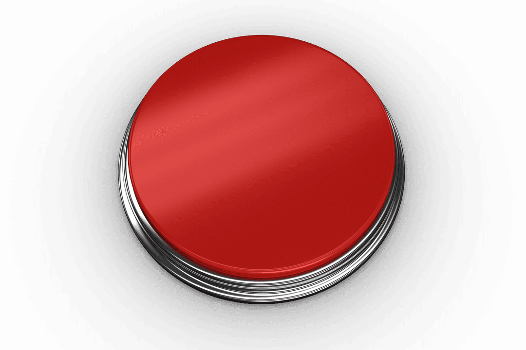 Red Silver Control Button Isolated on Transparent Background