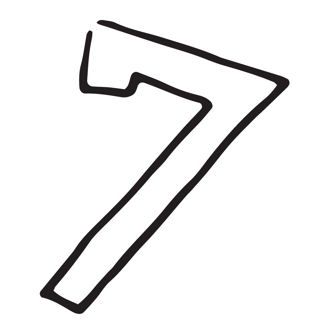 Transparent Black Hand-Drawn Number 7 Vector Illustration