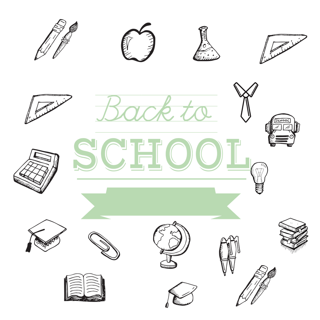 Back to School Digital Design on Transparent Background