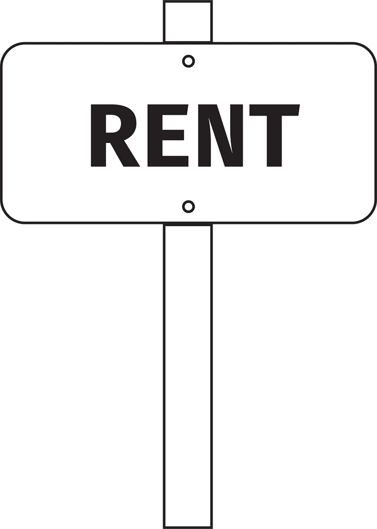 Transparent Rent Sign for Property Advertising on Blank Background