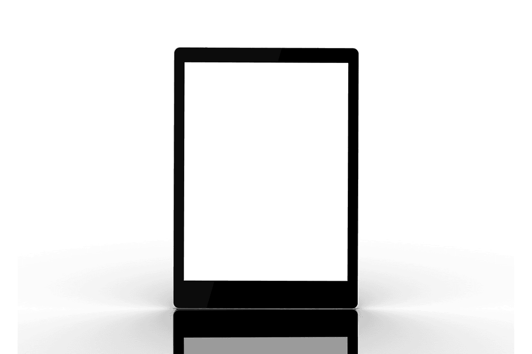 Digital Tablet Illustration on Transparent Background Display