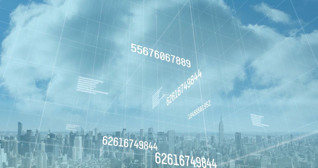 Data Streams Flowing Above Urban Cityscape