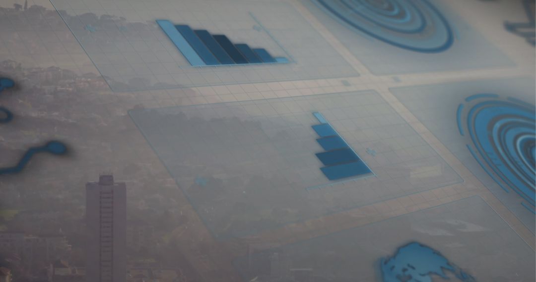 Futuristic Data Visualizations Over City Skyline