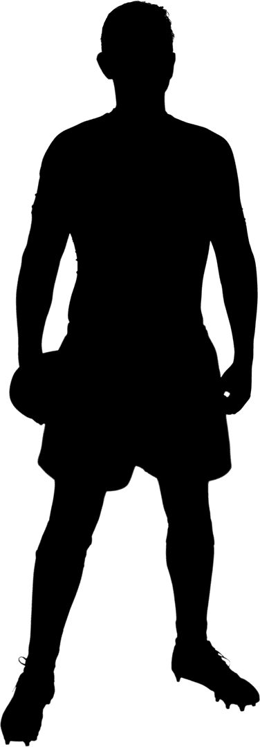 Transparent Rugby Player Holding Ball in Athletic Stance