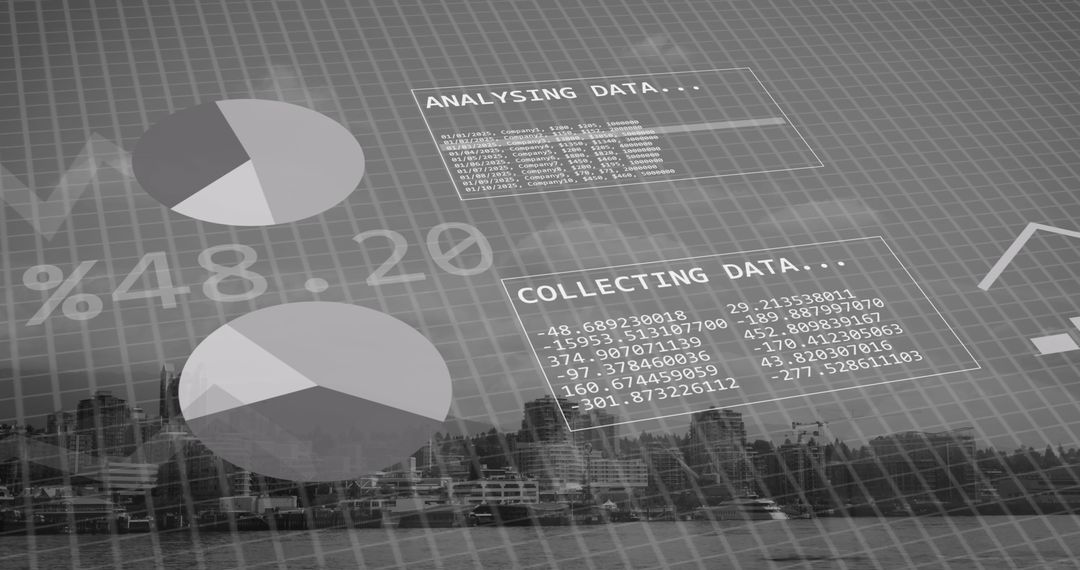Financial Data Overlay Abstract Cityscape Concept
