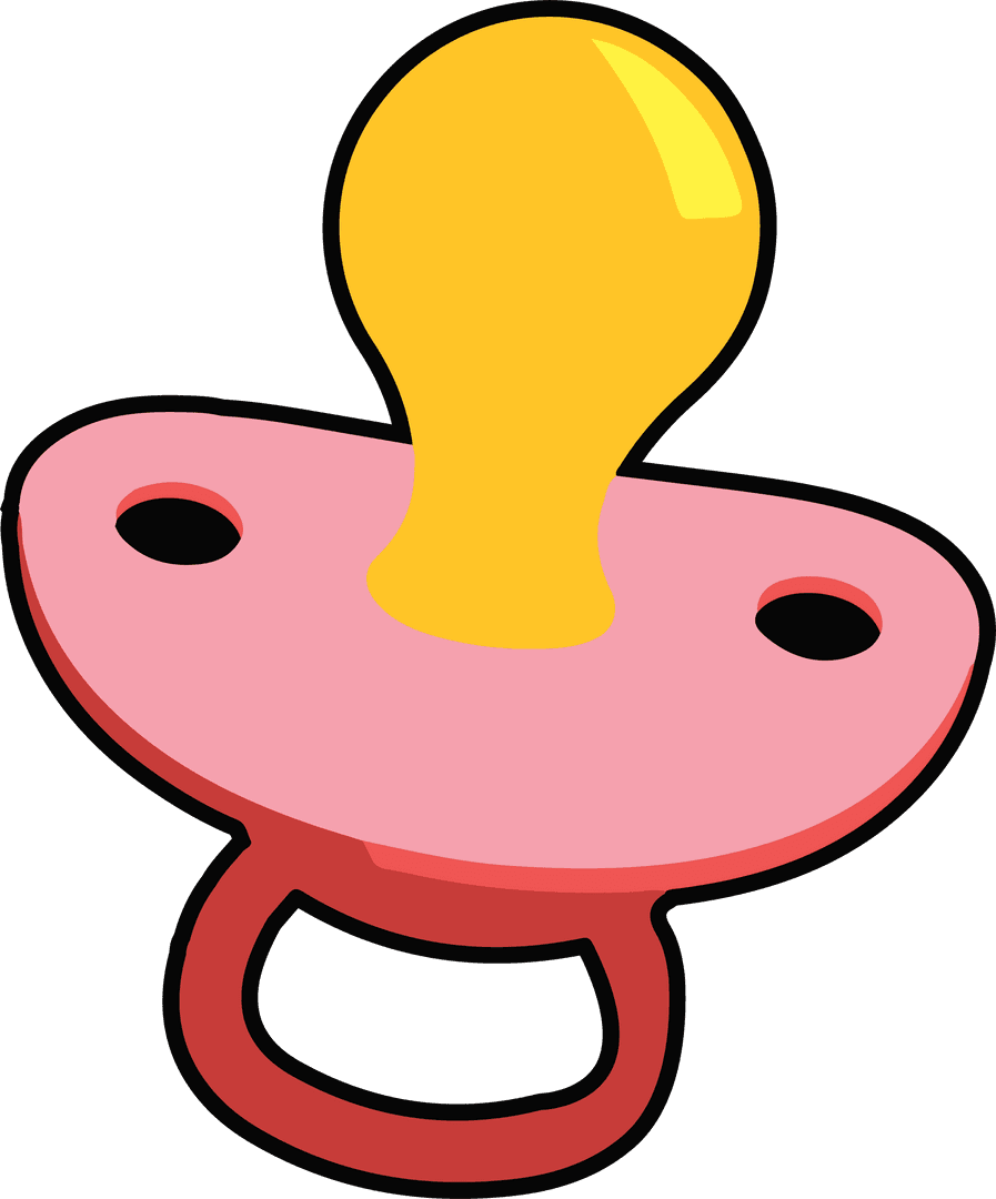 Minimalistic Flat Design Pacifier with Red and Yellow on Transparent Background