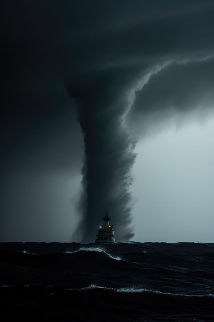 Huge tornado swirling over sea, created using generative ai technology - Free Images, Stock Photos and Pictures on Pikwizard.com