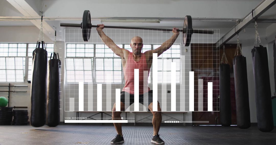 Athlete Using Technology for Weightlifting Data Analysis in Gym